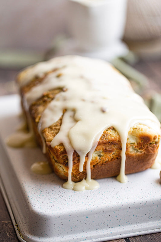 Perfectly Pistachio Pound Cake with Cream Cheese Swirls