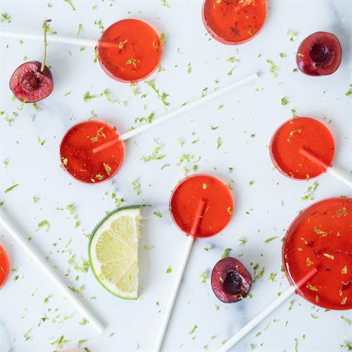 Cherry Lime Lollipops