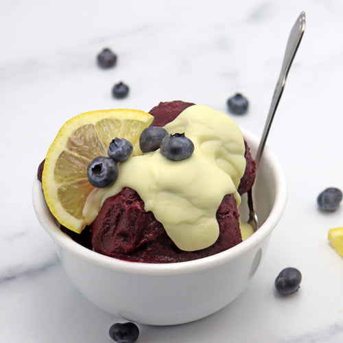 Blueberry Sherbet with Lemonade Magic Shell